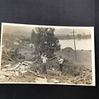 c 1909 Tillie Splitting Fire Wood Wagon Background Real Photo Postcard Post Card