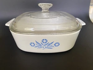Corning Ware Blue Cornflower 2 Liter Casserole Dish A-2-B w/ A-9-C Pyrex Lid - Picture 1 of 4