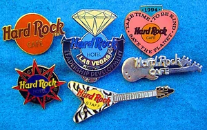 SILVER STAFF AMBASSADOR DIAMOND ZEBRA FV GUITAR LOGO Hard Rock Cafe 6 PINS LOT - Picture 1 of 1