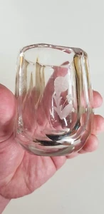 Vintage Orrefors Sweden 1950s/60s Etched Flower Palmquist Square 8.5cm Bud vase - Picture 1 of 10