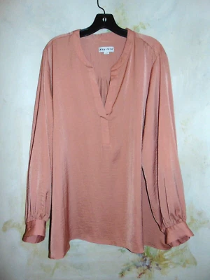 Blusa túnica Ava & Viv rosa topo satinado cepillado 3XL minimalista Lagenlook Foto 1 de 4
