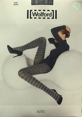 New Fantasy Diamond Pattern Black Gray Collant + Wolford April + S/M Or L - Image 1 of 2