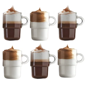 Lav Cosy Clear Glass Coffee Mug Set of 6, Teacups with Handle,11.75 Oz (350 cc) - Picture 1 of 10