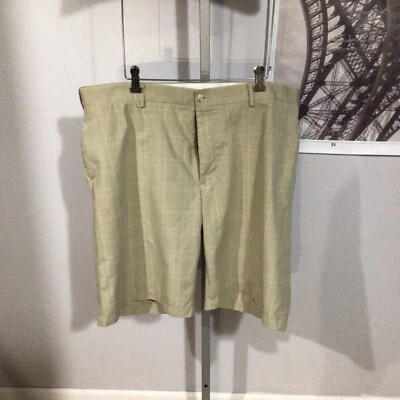 Pantalones Cortos Top Flite Cuadros Beige Frente Plano, Bolsillos Poliéster 42 Foto 1 de 4