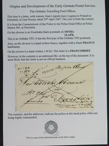 Vorphila German Postal History Leipnitz to Dernstein 1847 TPO RARE - Picture 1 of 8