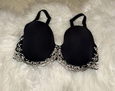 Wacoal 853191 Embrace Lace T-Shirt Bra Lined UW Embroidered Womens 34D Black New - Image 1 of 4