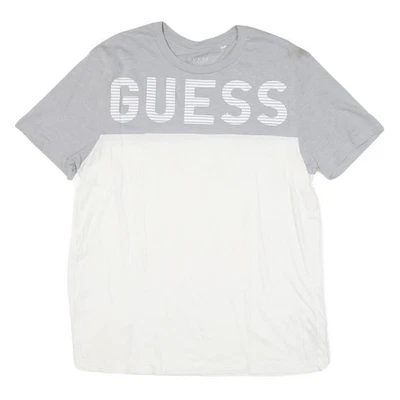 Camiseta GUESS Masculina Gráfica Logotipo Cinza e Branco Manga Curta Gola Redonda Casual - Imagem 1 de 4