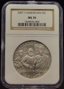 2007 P Jamestown Commemorative Silver Dollar NGC MS70 - Picture 1 of 2