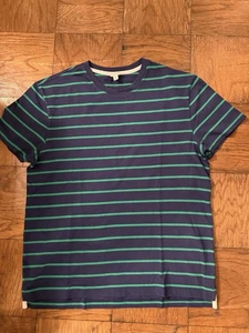 Vintage 90s J Crew T Shirt Mens Heavy Weight Striped Crew Large - Picture 1 of 2