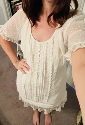 Mini vestido para mujer con falda y volantes de encaje crema talla 14 nuevo con etiquetas Foto 1 de 4