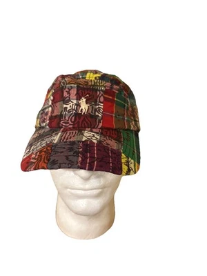 Boné polo Ralph Lauren chapéu patchwork Madras bola ajustável - Imagem 1 de 4