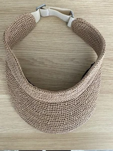 HELEN KAMINSKI Kirsten Nougat Natural 100% Raffia Sun Visor Hat Wide Brim O/S - Picture 1 of 12