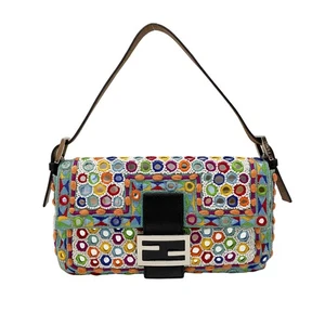 FENDI Baguette Multicolor Mirror Beaded Embroidered Shoulder Bag - Picture 1 of 15