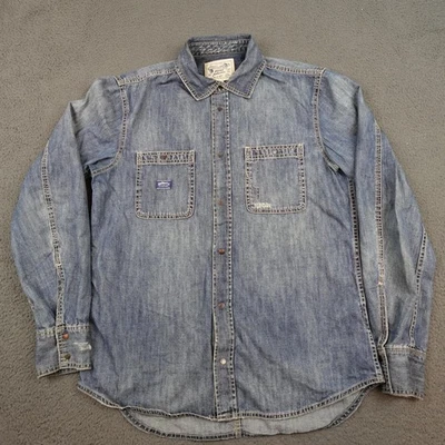 Camisa Diesel Industry Para Hombres XL Azul Denim Manga Larga Western Ropa de Trabajo Envejecida Foto 1 de 4