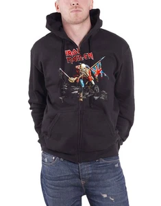 Iron Maiden Hoodie Trooper scuffed logo new Official Black Zipped - Picture 1 of 4