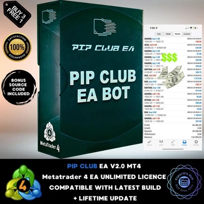 v2.0 PIP Club EA Bot Gold Trading Robot MT4 forex scalper with source code - Image 1 of 4