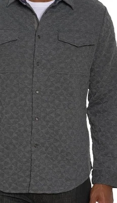 $268 NWT! Mens Robert Graham Brent Textured Quilts Shirt Tailored Fit Grey Sz S - Image 1 of 4