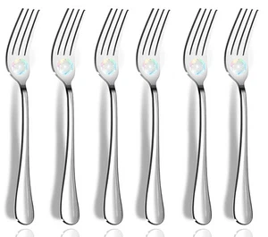 Tenedores, tenedores de cena, juego de 6 tenedores de mesa de acero inoxidable de grado alimenticio superior de 8 pulgadas - Imagen 1 de 2