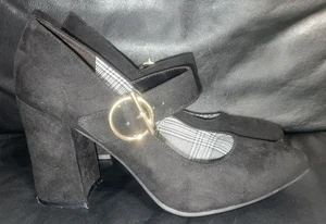 TACONES BLOQUE GAMUZA NEGRO DAMAS TALLA 7.5 3 PULGADAS ALTURA M&S DESGASTE MÍNIMO - Imagen 1 de 9