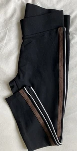 M&S Black Leggings with Side Stripes Size 10 Short Elasticated Waist - Picture 1 of 3