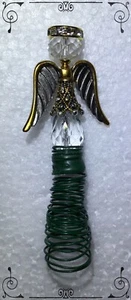 Albero di Natale in miniatura artigianale topper angelo ornamento oro argento - Foto 1 di 5