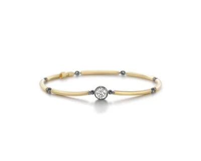 0.50ct Round Brilliant Cut VS-GH GIA Certified Lab Grown Diamond 18k gold Bangle - Image 1 of 4