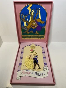 Disney BEAUTY AND THE BEAST STAINED GLASS JUMBO PIN BOX SET Brand New BELLE - Picture 1 of 8
