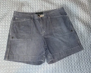 Lauren Ralph Lauren Mujeres 12 Blue White Stripped Denim Shorts Vela / Ferrocarril - Imagen 1 de 7