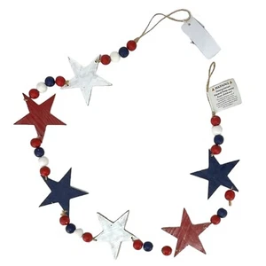 Patriotic Red, White & Blue Americana Plywood Garland 40.5 Inch - Picture 1 of 6