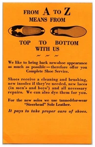 Original 1920s Shoe Store Advertising Paper "From A to Z" (5in x 8in) - Picture 1 of 2
