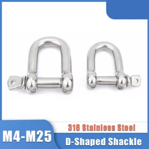 D-Shaped Shackle Lifting Connect Rigging Buckles 316 Stainless Steel M4-M25 - Picture 1 of 8