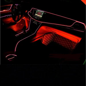 2M Red LED Car Interior Decor Atmosphere Wire Strip Lamp Light Kit Accessories - Picture 1 of 12