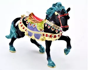 Bejeweled Carousal Horse Trinket Box. Hand Set Swarovski Crystals & Enamel. - Picture 1 of 5