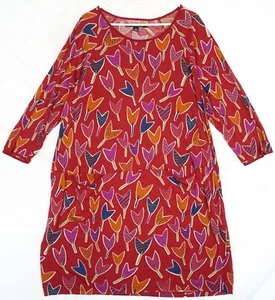 Gudrun Sjoden Kleid rot Blumenmuster stretchig Modal Langarm Größe L - Bild 1 von 5