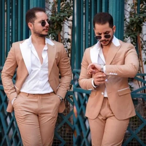 Traje Para Hombre Calce Regular Pico Solapa Formal Boda Fiesta Negocios Informal 2 Piezas - Imagen 1 de 17