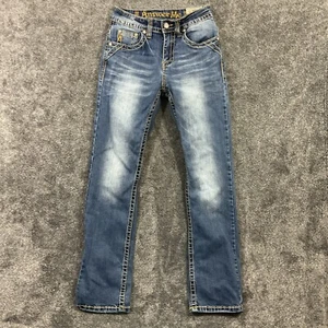 Answer Me Jeans Womens 28x32 Straight Leg Advanced Stretch Blue Distressed Pants - Picture 1 of 5