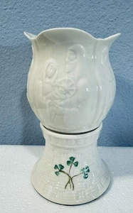 Belleek Christmas Nativity Hurricane Lamp 2 Piece Shamrock with Box NEW - Picture 1 of 12