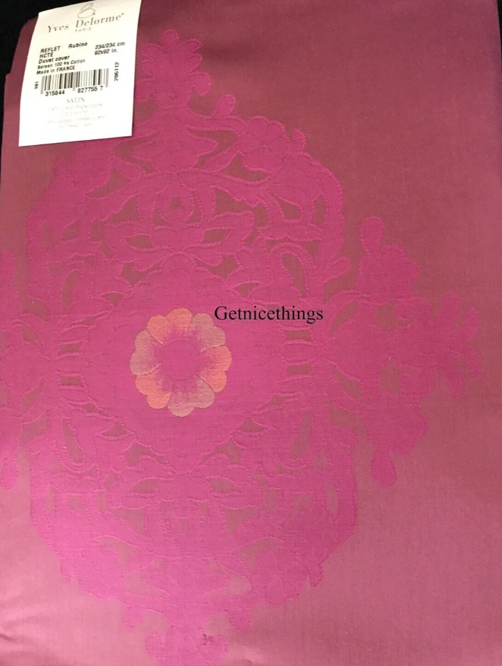 Yves Delorme Reflet Rubino King Duvet Cover Medallions Sateen Jacquard