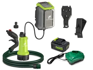 FLUENTPOWER Cordless Submersible Rain Barrel Water Pump Kit 18V Battery Operated - Picture 1 of 7