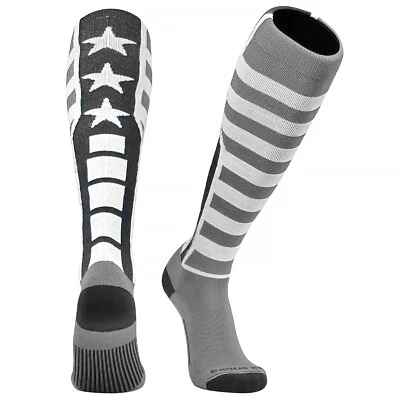 Calcetines Mk Bandera de EE. UU. Béisbol, Fútbol, Fútbol Calcetines Hasta la Rodilla - Negro Gris Blanco Foto 1 de 4