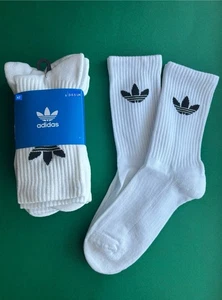Adidas gepolsterte Crew-Baumwollsocken klein 3-5,5 UK Geschenk Männer Frau schwarz Kinder Juni - Bild 1 von 7