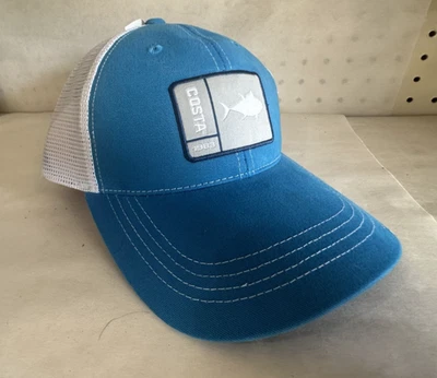 Boné Costa Del Mar Original Patch TUNA Azul/Branco Snap Back Novo em folha - 64CB - Imagem 1 de 4