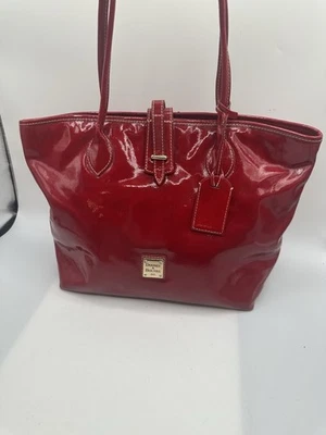 Dooney & Bourke Medium Cindy Red Patent Leather Tote Shoulder Handbag - Image 1 of 4