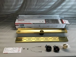 Neodrain ZA3-24-G01-GD Linear Shower Drain with Stripe Pattern Gold - Picture 1 of 14