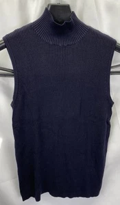 Valerie Stevens Women’s Medium Black 100% Pure Silk Sleeveless Ribbed Sweater - Picture 1 of 6