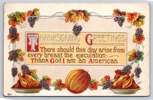 Erntedankgrüße patriotische Türkei Trauben geprägt 1910er Jahre - Bild 1 von 2