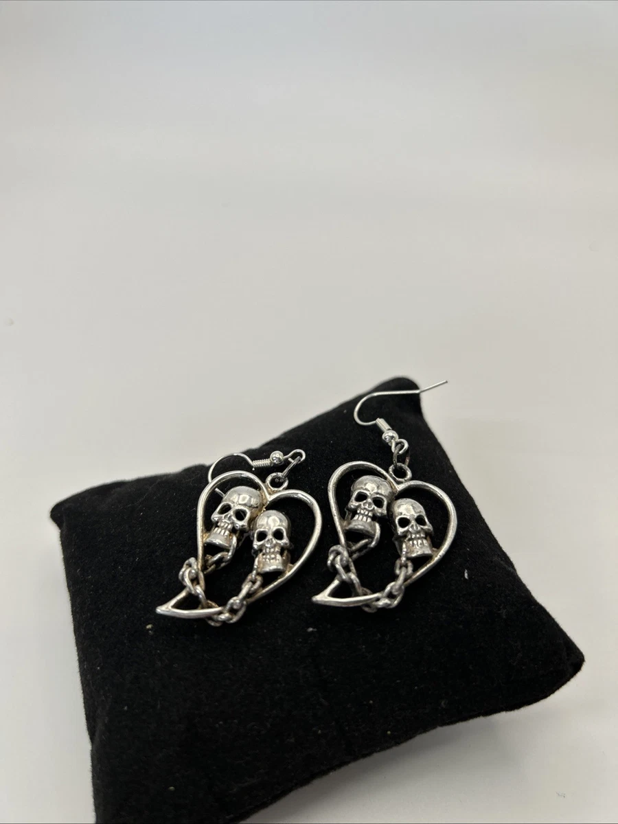 WZNBBOY Halloween Skeleton Dangle Earrings - Skull Gothic Jointed Drop Earrings For Women & Men, Zinc Alloy, No Gemstone