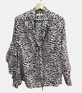 Alice Temperley Somerset Blouse Size 10 Abstract Pink Beige Shirt Tie Neck Top - Picture 1 of 6