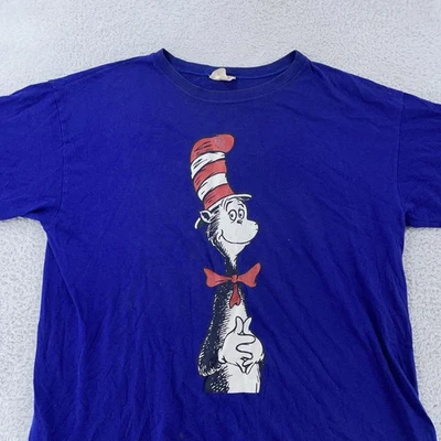 复古 Dr. Seuss T 恤男式大帽子猫插图儿童读物 — 第 1/4 张图片