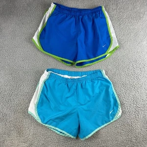 Lot 2 Nike Dri-FIT Running Shorts Blue Green Aqua L Size Youth XL/Women's Medium - Picture 1 of 15